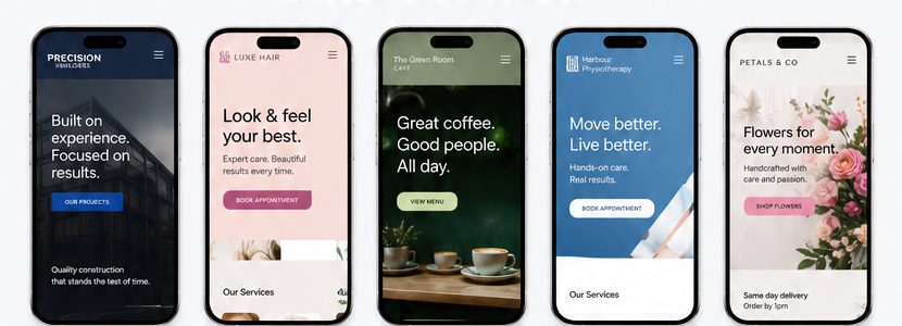 Five mobile website concepts for local service businesses